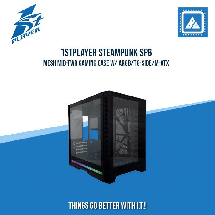 1STPLAYER STEAMPUNK SP6-G TG-FRONT MID-TWR GAMING CASE W/ ARGB/TG-SIDE/M-ATX (BLACK) 1STPLAYER STEAMPUNK SP6-G TG-FRONT MID-TWR GAMING CASE W/ ARGB/TG-SIDE/M-ATX (BLACK)